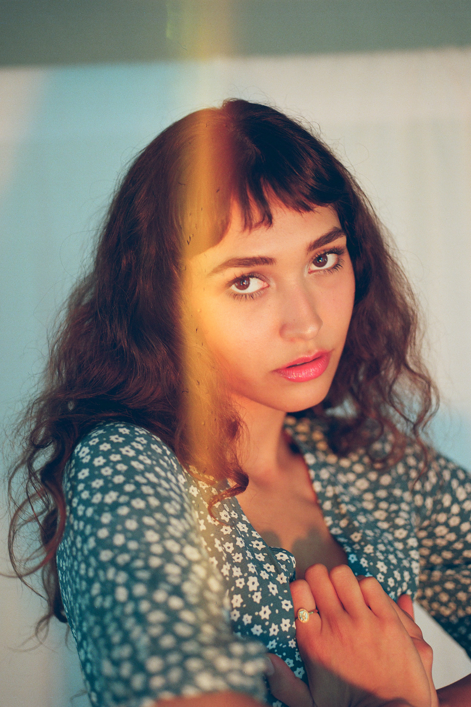 Portrait of woman wearing blouse